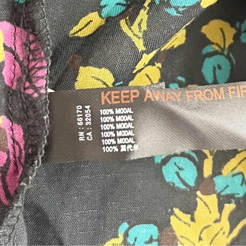 SOLD Anthropologie Flounced Maxi Lounge Dress Black Motif Floral - Picture 14 of 15